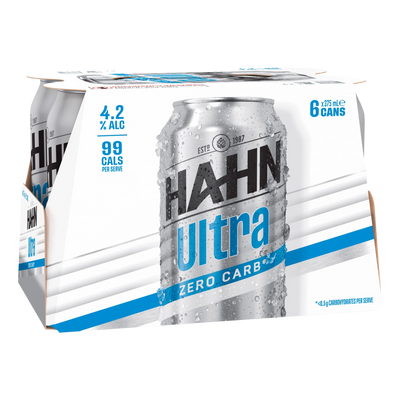 HAHN ULTRA ZERO CARB 4.2% CAN 6X375ML