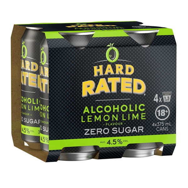 HARD RATED LEMON LIME 4.5% ZERO SUGAR CAN 4X375ML