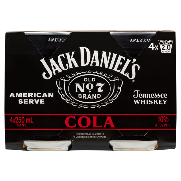 J/DANIELS AMERICAN SERVE & COLA CAN 4X250ML