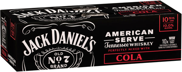 J/DANIELS AMERICAN SERVE & COLA CAN 10X250ML