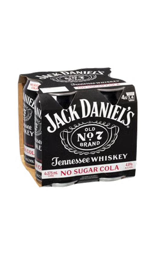 Jack Daniels Tennessee Whiskey  Cola No Sugar Can 